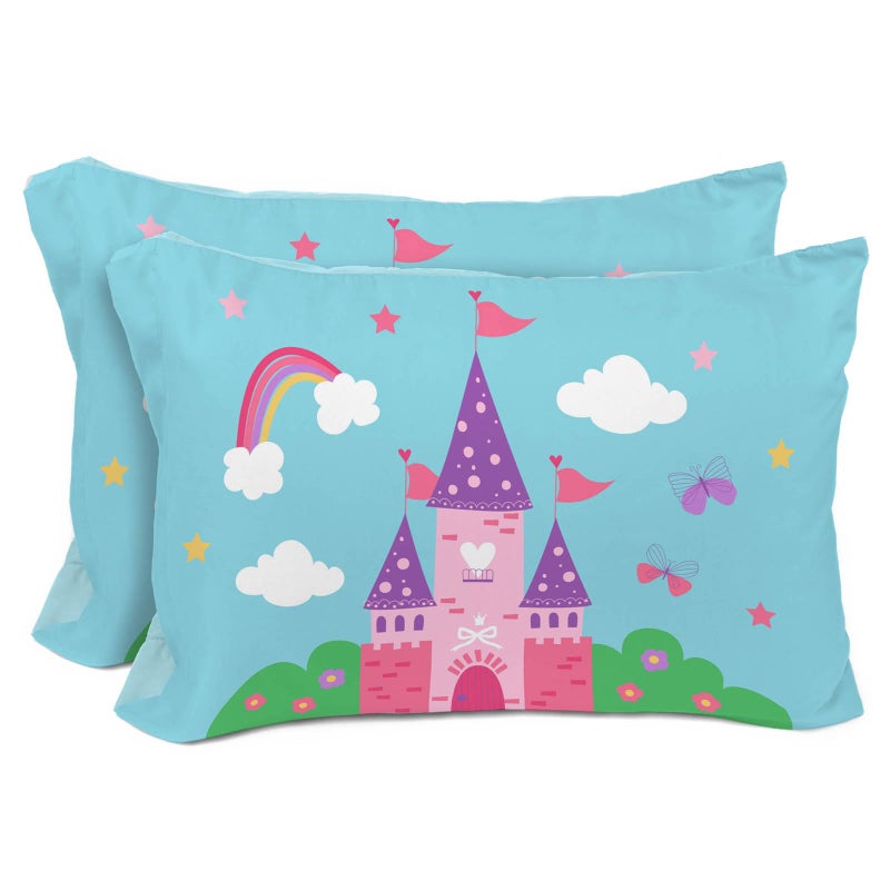 Sunny Side Up Magic Castle 2 Pack Reversible Pillowcases  Double Sided Pillow Covers Kids Super Soft Princess Bedding