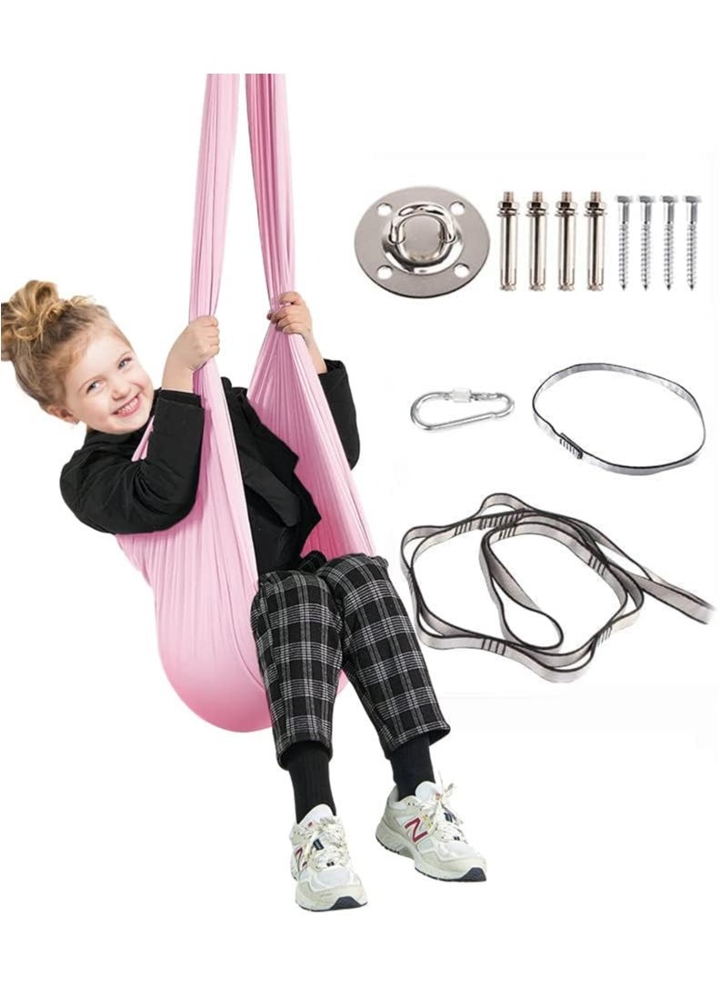 Generic Kids Indoor Sensory Swing (Hardware Included), Provides Calmness and Relaxation for Children with Special Needs, Sensory Swing Indoor Kids Adjustable Hammock Great for ADHD, Autism, Indoor Therapeutic Swing - Pink  - Image 1