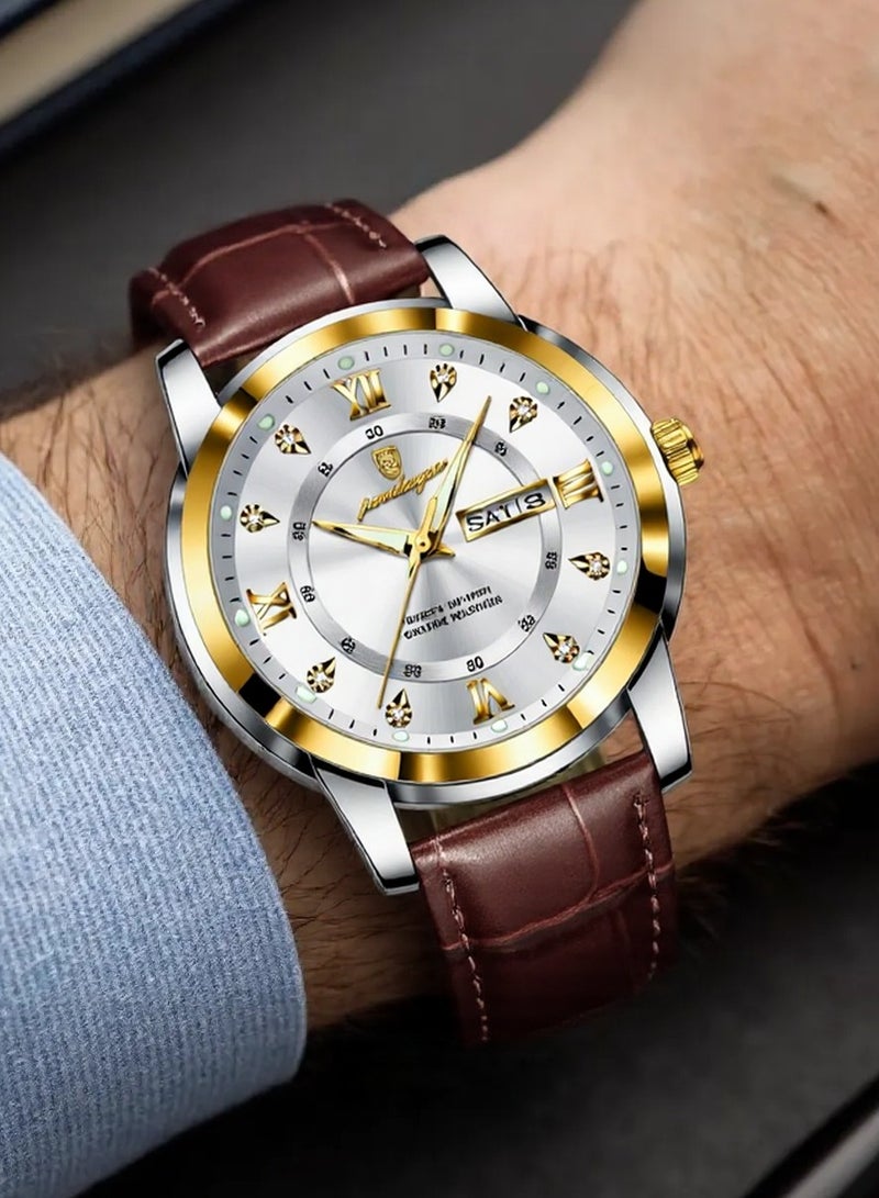 پوداجار ساعة الرجل ، مقاومة للماء مضيئة الرجال ساعة الكوارتز ، الرجال ساعات المعصم 41mm - Image 2