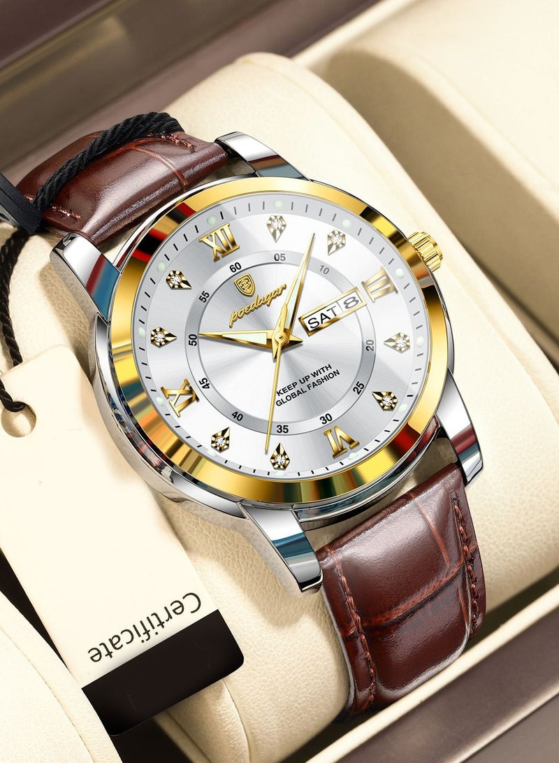 پوداجار ساعة الرجل ، مقاومة للماء مضيئة الرجال ساعة الكوارتز ، الرجال ساعات المعصم 41mm - Image 1