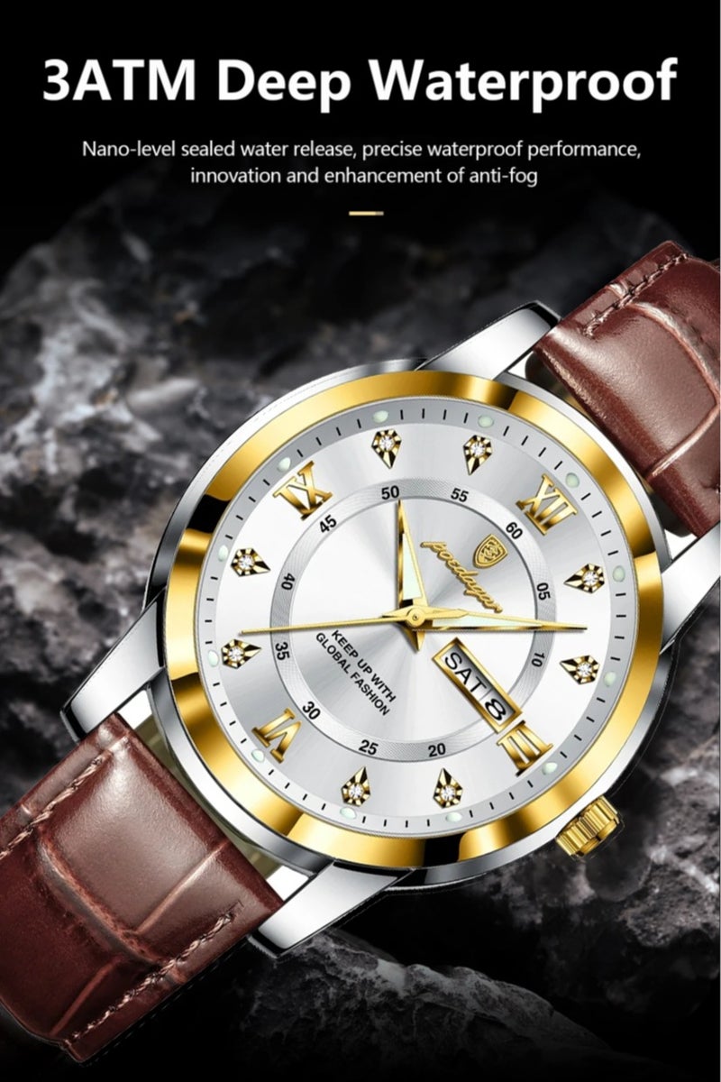 پوداجار ساعة الرجل ، مقاومة للماء مضيئة الرجال ساعة الكوارتز ، الرجال ساعات المعصم 41mm - Image 5