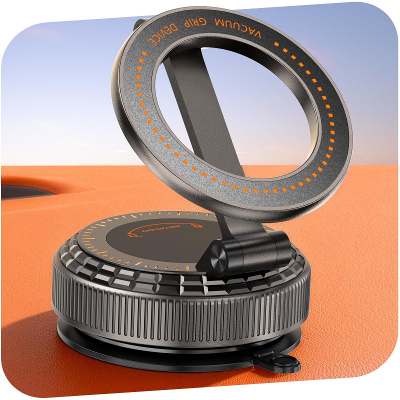 visnfa Pure Zinc Alloy Vacuum Magnetic Phone Holders for Your Car [105+LBS Suction & 3800gf Magnetic] 360Â° Adjustable Magsafe Car Phone Holder Mount for iPhone 17 16 15 14 13 12 Series & Android - Image 1
