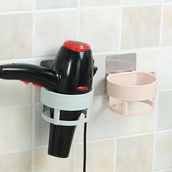 ATOOZED حامل مجفف الشعر ATOOZED حامل مجفف الشعر المعلق على الحائط حامل مجفف الشعر المثبت على الحائط في الحمام 1 قطعة متعدد الألوان - Image 5