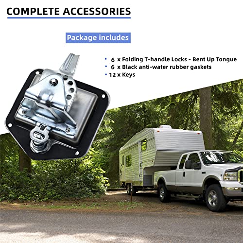 Ycsmyyds 6 Pcs Stainless Steel Car Trailer Door Latch Rv Door Tool Box Lock with Gasket T-Handle Latch with Keys 304 Stainless Steel Highly Polished - Image 5
