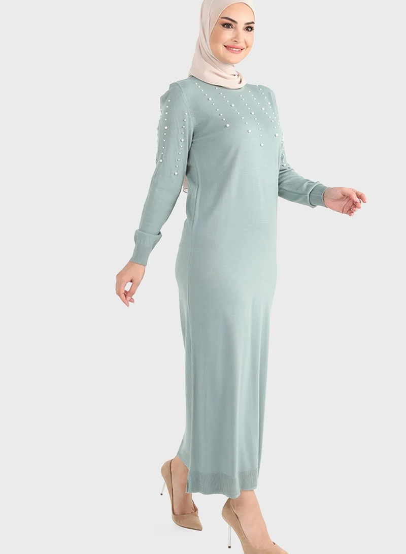 Tavin by Modanisa Embellished Knitted Dress