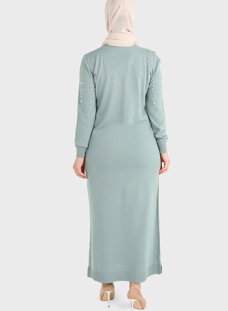 Tavin by Modanisa Embellished Knitted Dress
