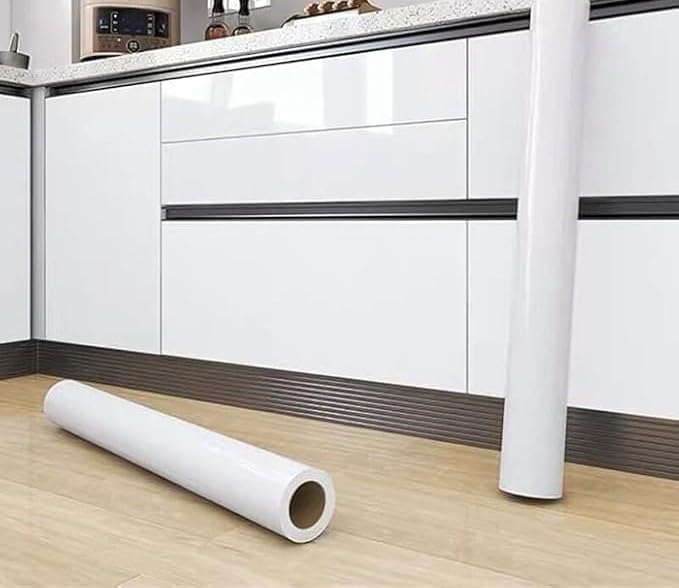 CREON White Glossy Self Adhesive Vinyl Wallpaper, Peel and Stick Waterproof Wallpaper for Home Kitchen, Countertop, Cabinet, Furniture, Wardrobe and Desktop Wallpaper 60x355 CM - Image 1