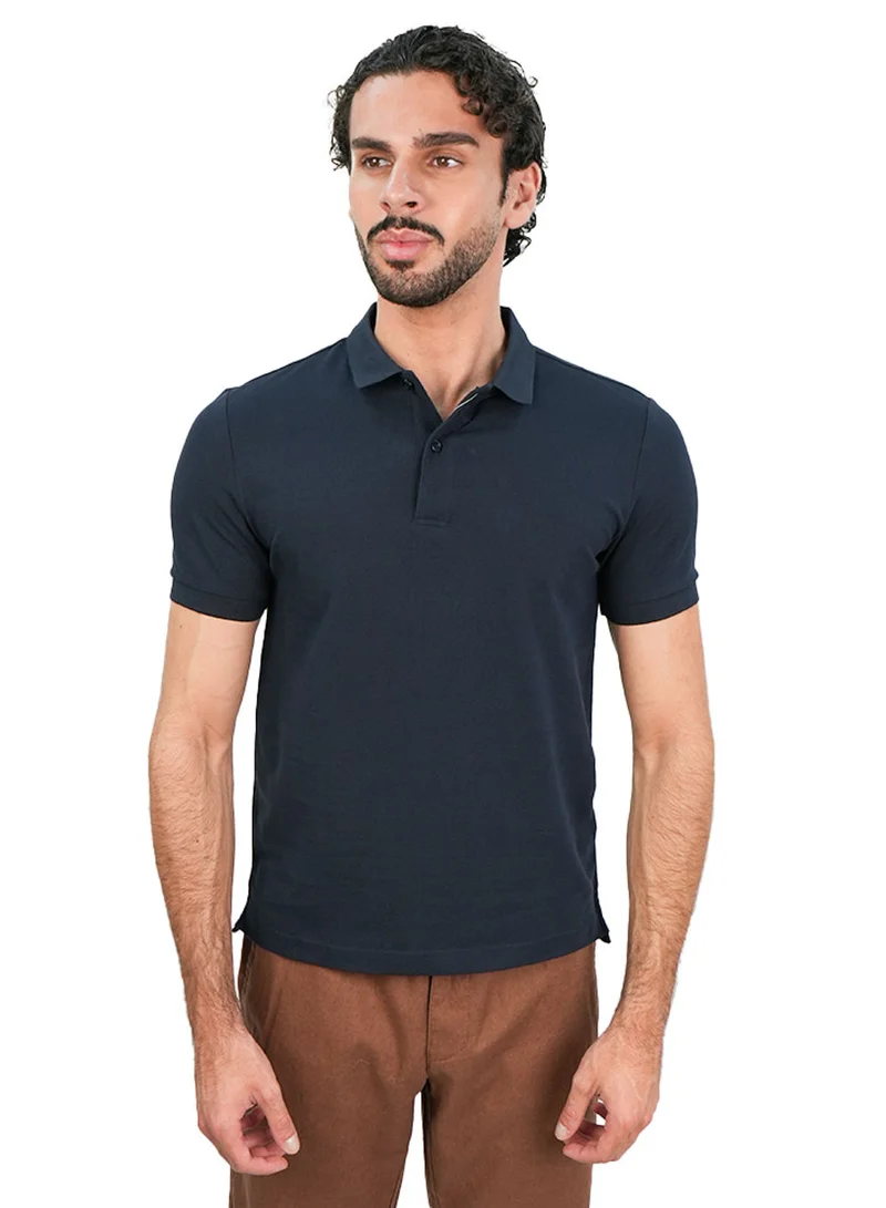 Men’s Slim Solid Pique Polo with Flat Knit Collar & Soft Finish