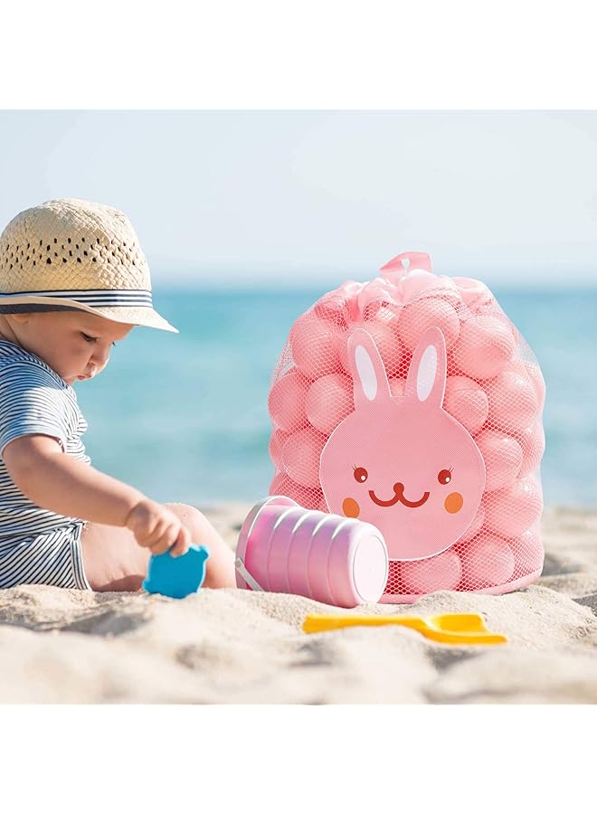 Excefore Mesh Beach Toy Bag Durable Sand Away Drawstring Beach Backpack Swim And Pool Toys Balls Storage Bags Tote Packs For Kids Storage Shell Toys Bags Pink - Image 2