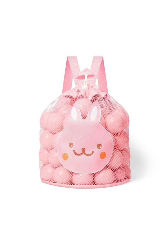 Excefore Mesh Beach Toy Bag Durable Sand Away Drawstring Beach Backpack Swim And Pool Toys Balls Storage Bags Tote Packs For Kids Storage Shell Toys Bags Pink - Image 1