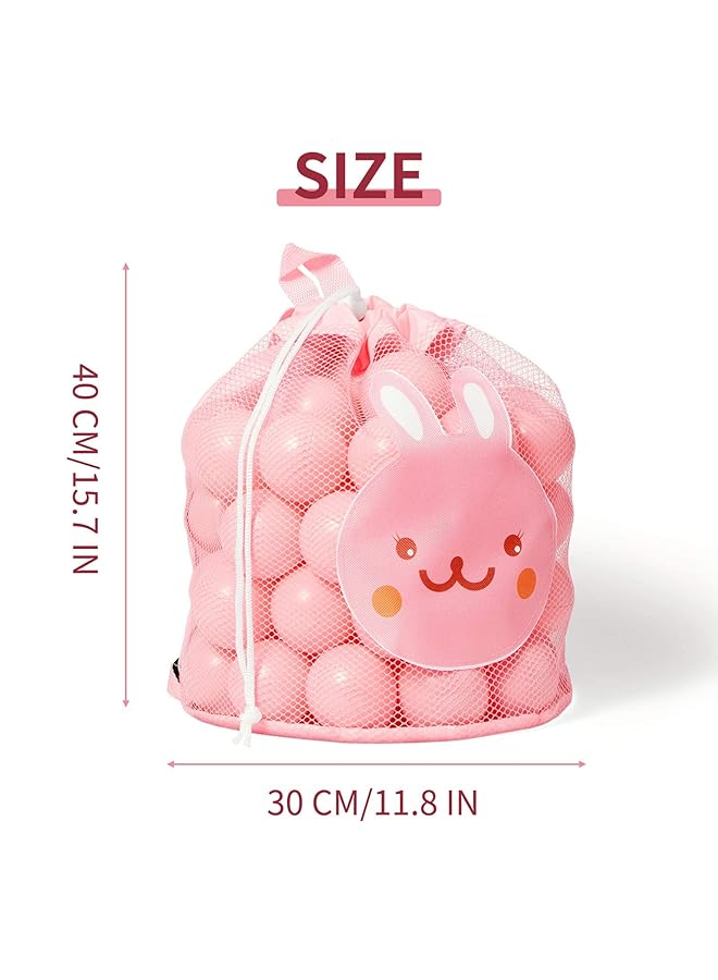 Excefore Mesh Beach Toy Bag Durable Sand Away Drawstring Beach Backpack Swim And Pool Toys Balls Storage Bags Tote Packs For Kids Storage Shell Toys Bags Pink - Image 5