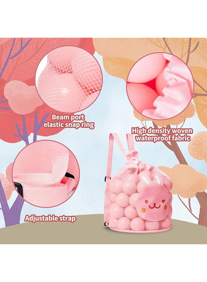 Excefore Mesh Beach Toy Bag Durable Sand Away Drawstring Beach Backpack Swim And Pool Toys Balls Storage Bags Tote Packs For Kids Storage Shell Toys Bags Pink - Image 4