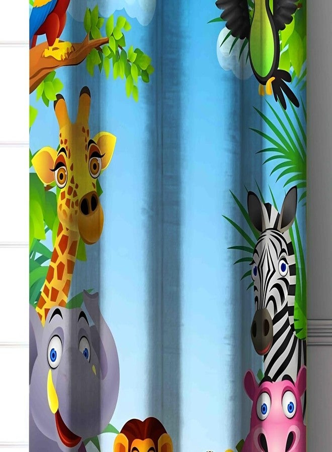 HomeBrew Multicolour Kids Door Curtain||7feet|| Set of 1pc|| Digital Print Door Curtain ||Kids Jungle Party - Image 3