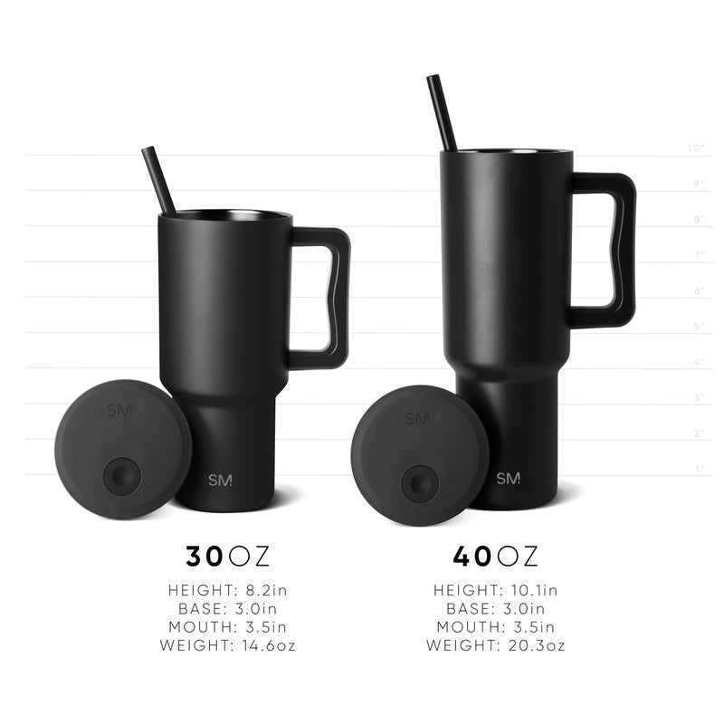 Simple Modern 30 oz Trek Tumbler with Handle and Straw Lid | Cup Holder Friendly Insulated Stainless Steel Travel Mug | Blue Dune - Image 5