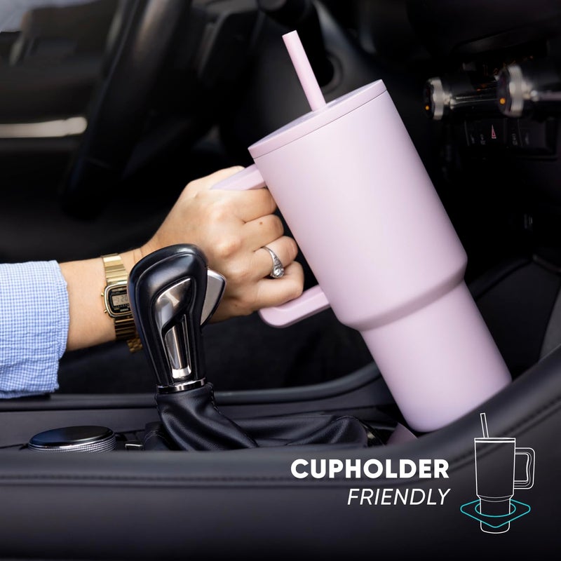 Simple Modern 30 oz Trek Tumbler with Handle and Straw Lid | Cup Holder Friendly Insulated Stainless Steel Travel Mug | Blue Dune - Image 3