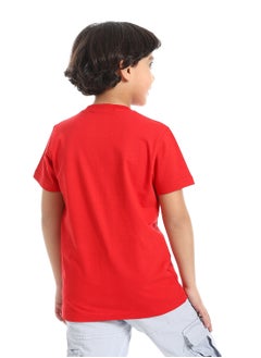 Andora Round Neck Printed Short Sleeve Boy T-shirt_Red  - Image 3