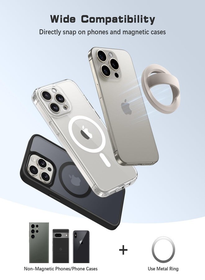 SuydanBox Magnetic Phone Grip, Removable Loop Grip with Soft Finger Strap, Silicone Phone Ring Holder for Back of Phone for iPhone 16/15/14/13/12 Pro Max/Plus, Stone - Image 5