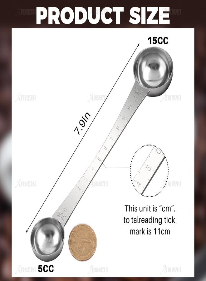 أوير ملاعق قياس قهوة من الفولاذ المقاوم للصدأ من AUEAR، ملعقة كبيرة وملعقة صغيرة، بمقبض طويل وعلامات للشاي والسكر - Image 4