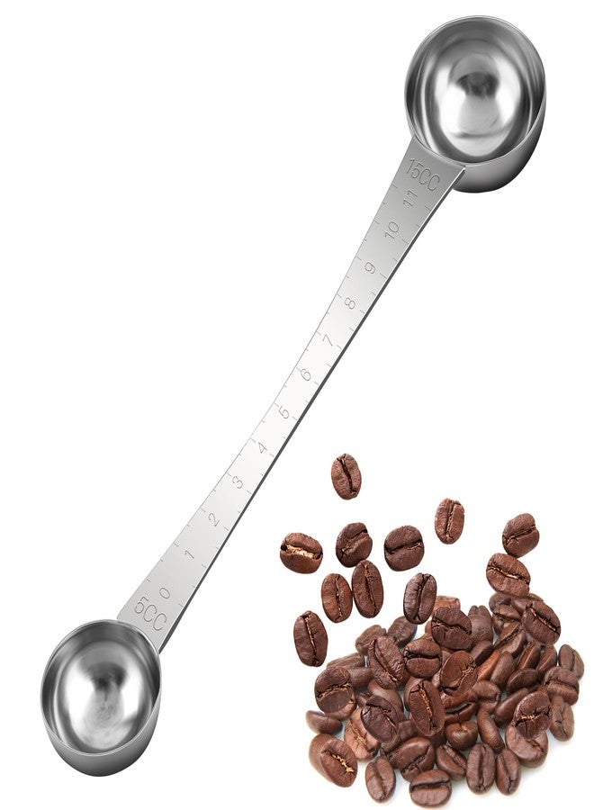 أوير ملاعق قياس قهوة من الفولاذ المقاوم للصدأ من AUEAR، ملعقة كبيرة وملعقة صغيرة، بمقبض طويل وعلامات للشاي والسكر - Image 1