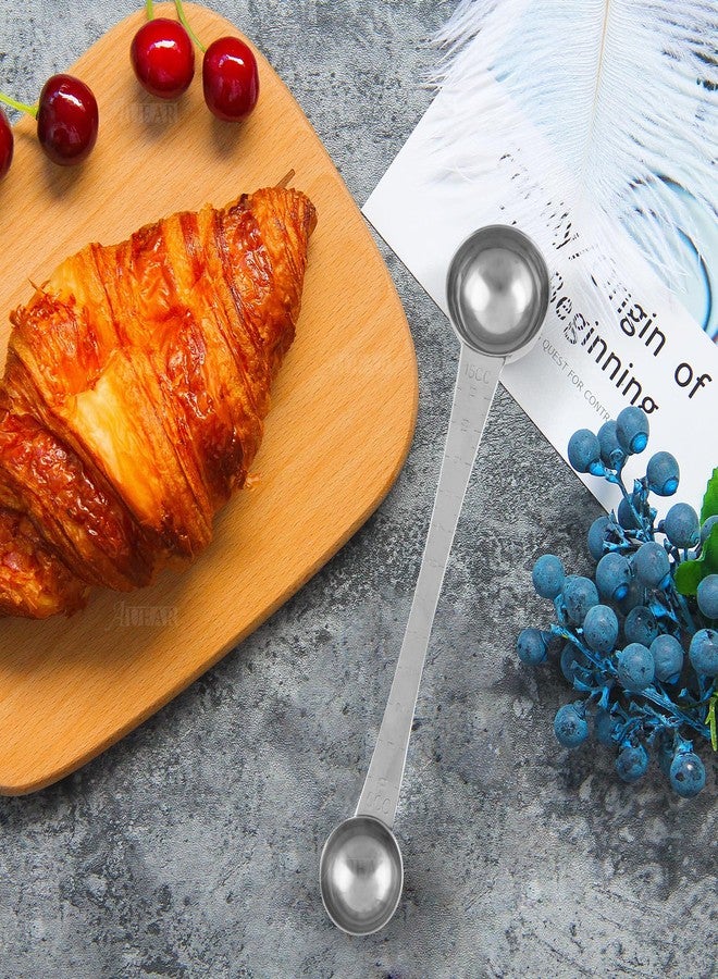 أوير ملاعق قياس قهوة من الفولاذ المقاوم للصدأ من AUEAR، ملعقة كبيرة وملعقة صغيرة، بمقبض طويل وعلامات للشاي والسكر - Image 2