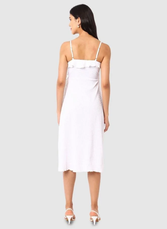 Freehand  Women Fit and Flared Textured Tie-up Neck Sleeveless Wrap Dress for Women | Best Price UAE