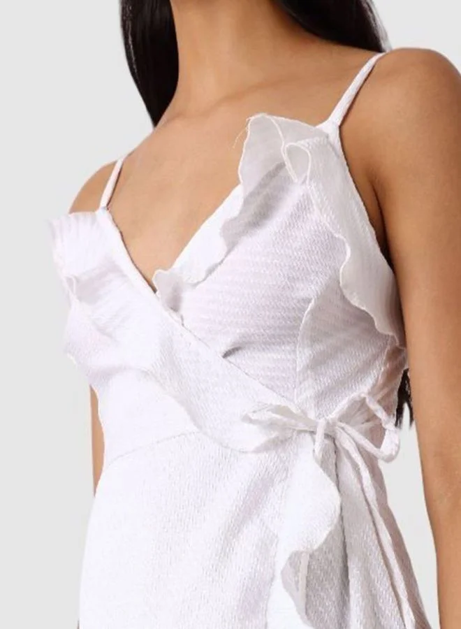 Freehand  Women Fit and Flared Textured Tie-up Neck Sleeveless Wrap Dress for Women | Best Price UAE