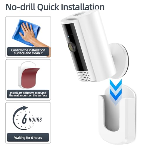KTCEFE No Drill Ring Indoor Cam Adhesive Wall Mount Bracket - No Screws Needed, Easy Install - Compatible with Ring Cameras(1st Gen and 2nd Gen) for Home Surveillance (3 Pack) - Image 5
