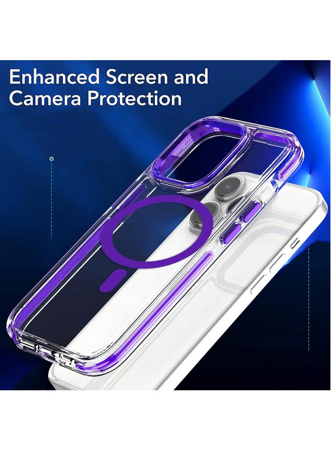 اس-توب جراب لهاتف iPhone 15 Pro ثنائي اللون MagSafe TPU هجين شفاف من البولي كربونات مقاوم للصدمات - Image 2