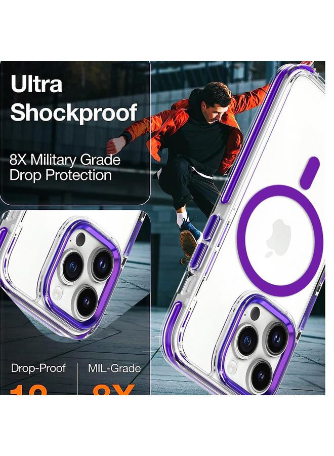 اس-توب جراب لهاتف iPhone 15 Pro ثنائي اللون MagSafe TPU هجين شفاف من البولي كربونات مقاوم للصدمات - Image 5