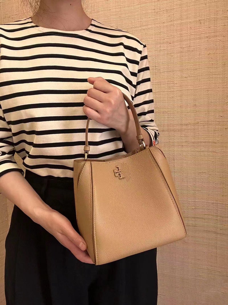 Tb New Mcgraw Upgraded Version Transformable Bucket Bag With Lychee Pattern Cowhide Leather For Women, Suitable For Commuting - Image 3