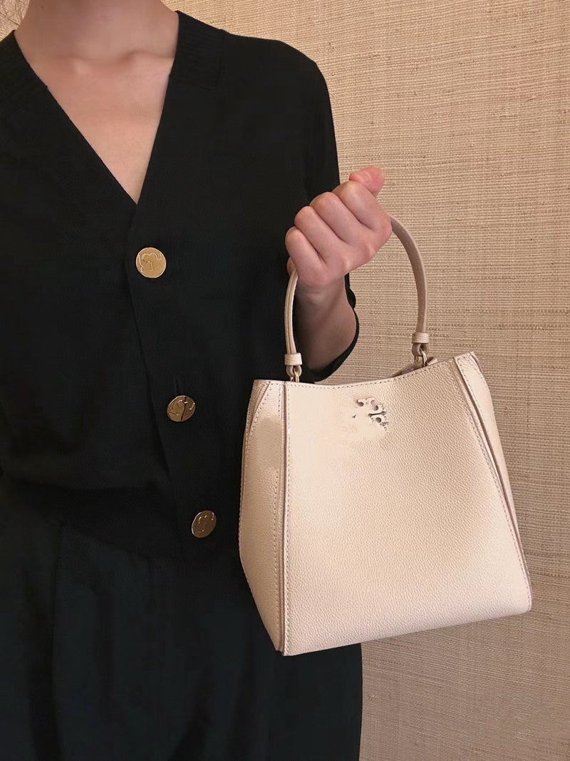 Tb New Mcgraw Upgraded Version Transformable Bucket Bag With Lychee Pattern Cowhide Leather For Women, Suitable For Commuting - Image 4