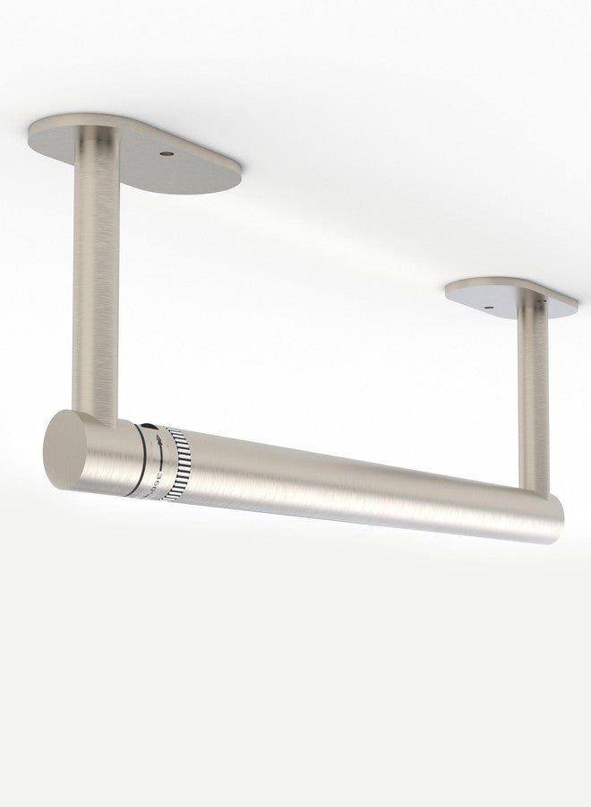 Ruacq Brushed Nickel Paper Towel Holder Self Adhesive Double Post Pivoting Round Base Under Cabinet Paper Towel Holder for Kitchen Self-Adhesive or Drill mounting - Image 1