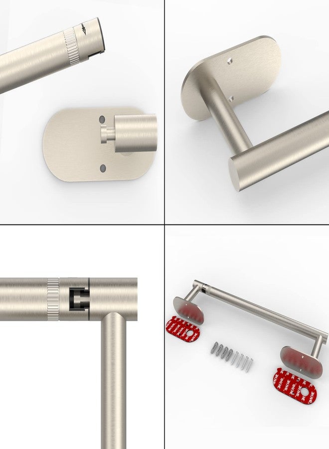 Ruacq Brushed Nickel Paper Towel Holder Self Adhesive Double Post Pivoting Round Base Under Cabinet Paper Towel Holder for Kitchen Self-Adhesive or Drill mounting - Image 5