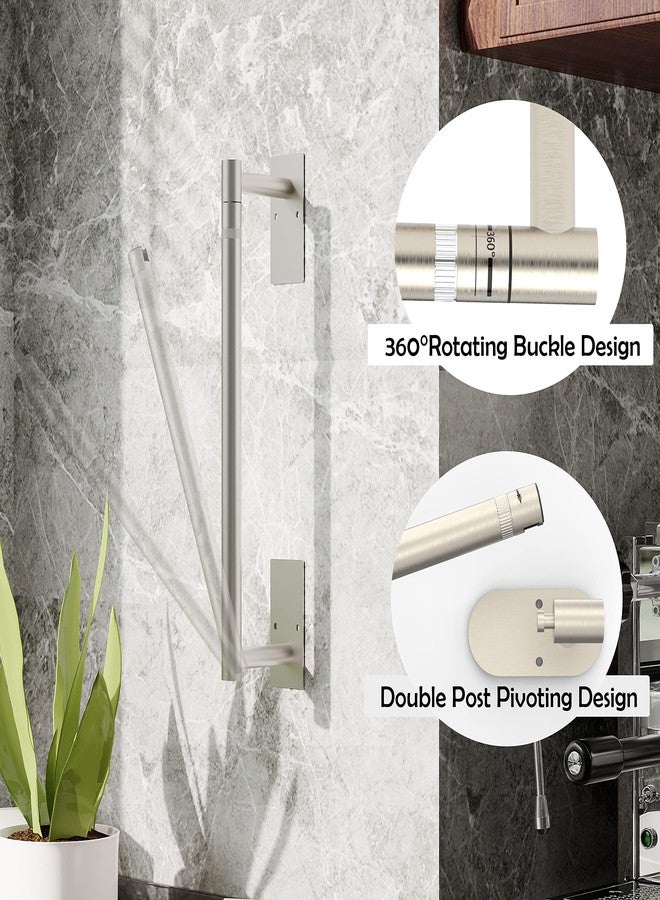 Ruacq Brushed Nickel Paper Towel Holder Self Adhesive Double Post Pivoting Round Base Under Cabinet Paper Towel Holder for Kitchen Self-Adhesive or Drill mounting - Image 3