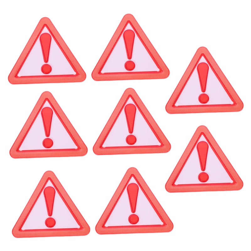 8 Pcs Reflective Triangle Warning Signs for Trucks Weather Resistant Adhesive Safety Reflectors - Image 2