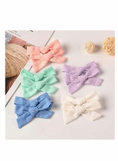 KASTWAVE Girl Hairpins Solid Color Slub Cotton Linen Cloth art Bow Hairpin Children's Hair Accessories(20pcs)  - Image 5