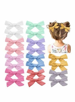 KASTWAVE Girl Hairpins Solid Color Slub Cotton Linen Cloth art Bow Hairpin Children's Hair Accessories(20pcs)  - Image 1