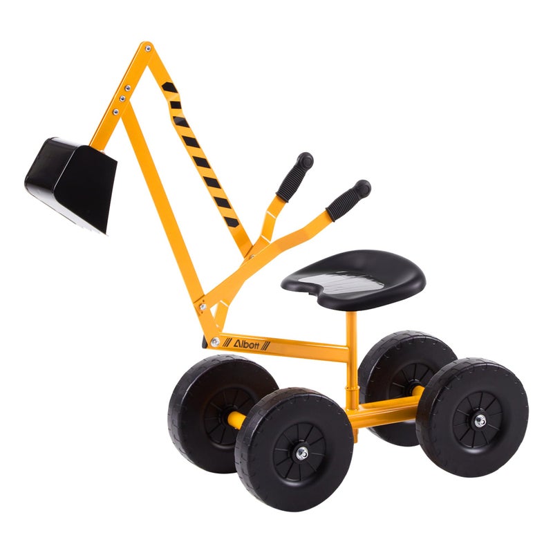 Albott Ride On Sand Digger Excavator Toys Working Crane with 8 inches Wheels and 360 Rotation Seat Yellow - Image 2