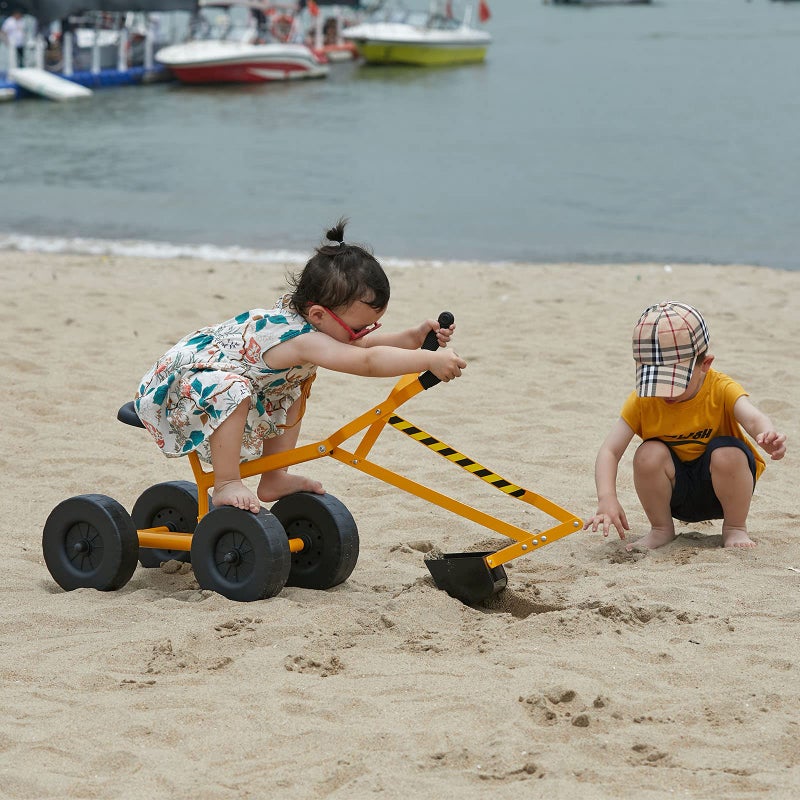 Albott Ride On Sand Digger Excavator Toys Working Crane with 8 inches Wheels and 360 Rotation Seat Yellow - Image 3