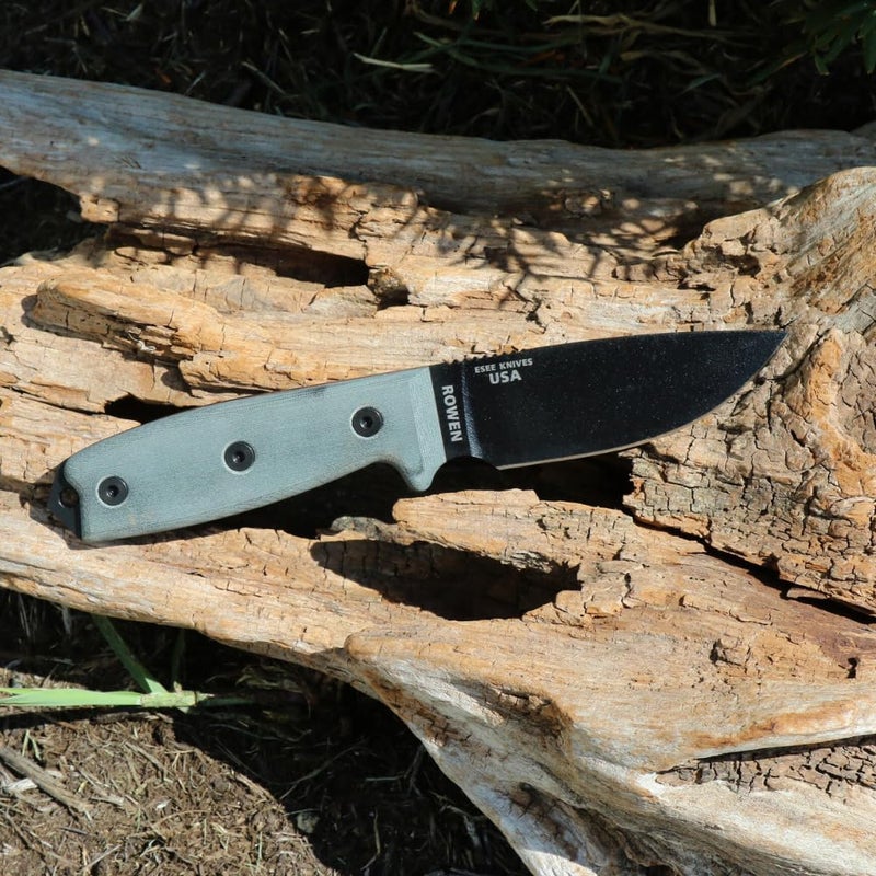 ESEE 3P Fixed Blade Knife with Grey Micarta Scale Handles and Coyote Molded Sheath - Image 4
