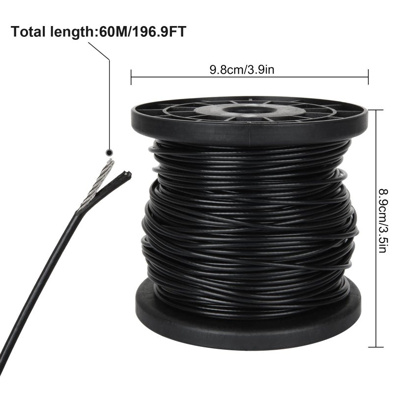 CertBuy 200Ft Vinyl Wire Rope 1/16 Inch Black Coated Covered 304 Stainless Steel Wire Cable for Hanging String Lights Plants and Lanterns - Image 2