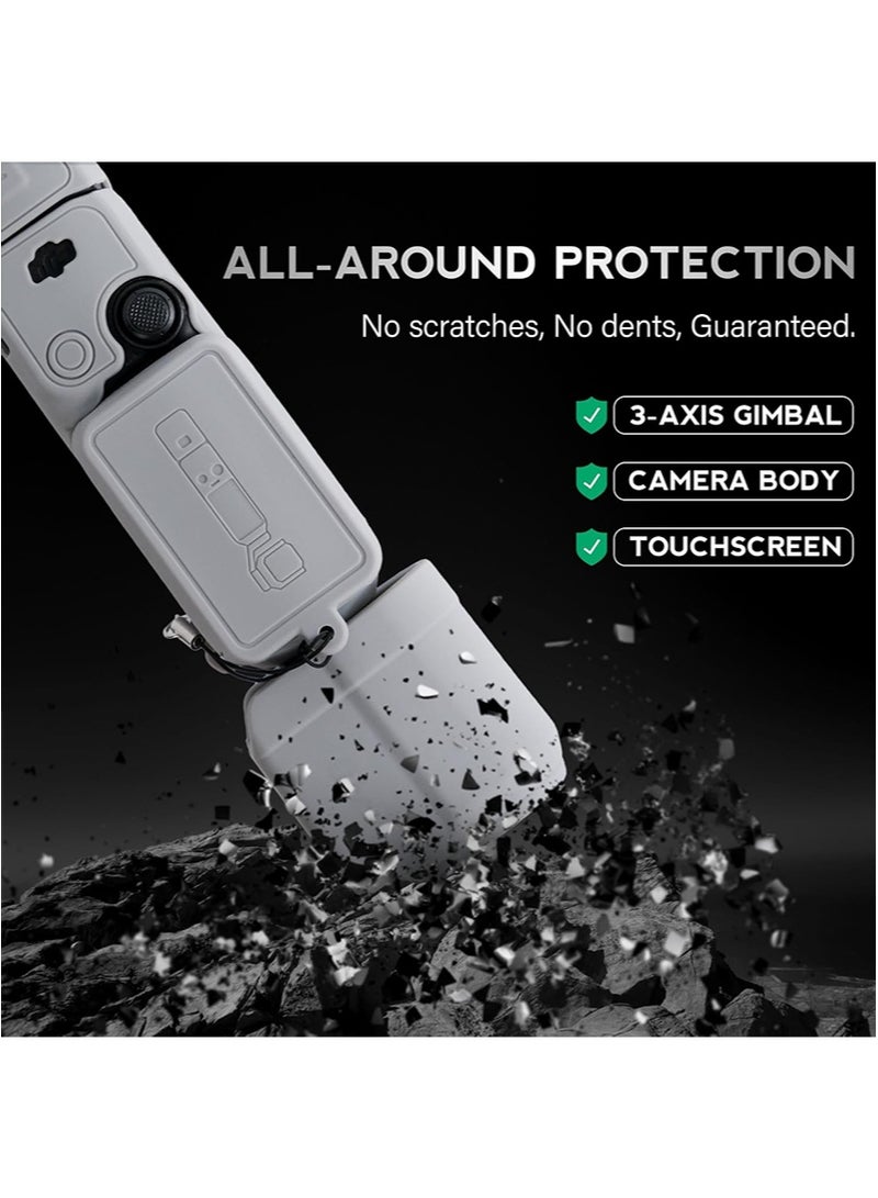 Apustim Accessory Kit For DJI Osmo Pocket 3，Including a Soft Silicone Protective Case，a Three In One Lanyard，Two Sets Of Screen Lens Protectors，And a Grip Protector （Gray） - Image 5