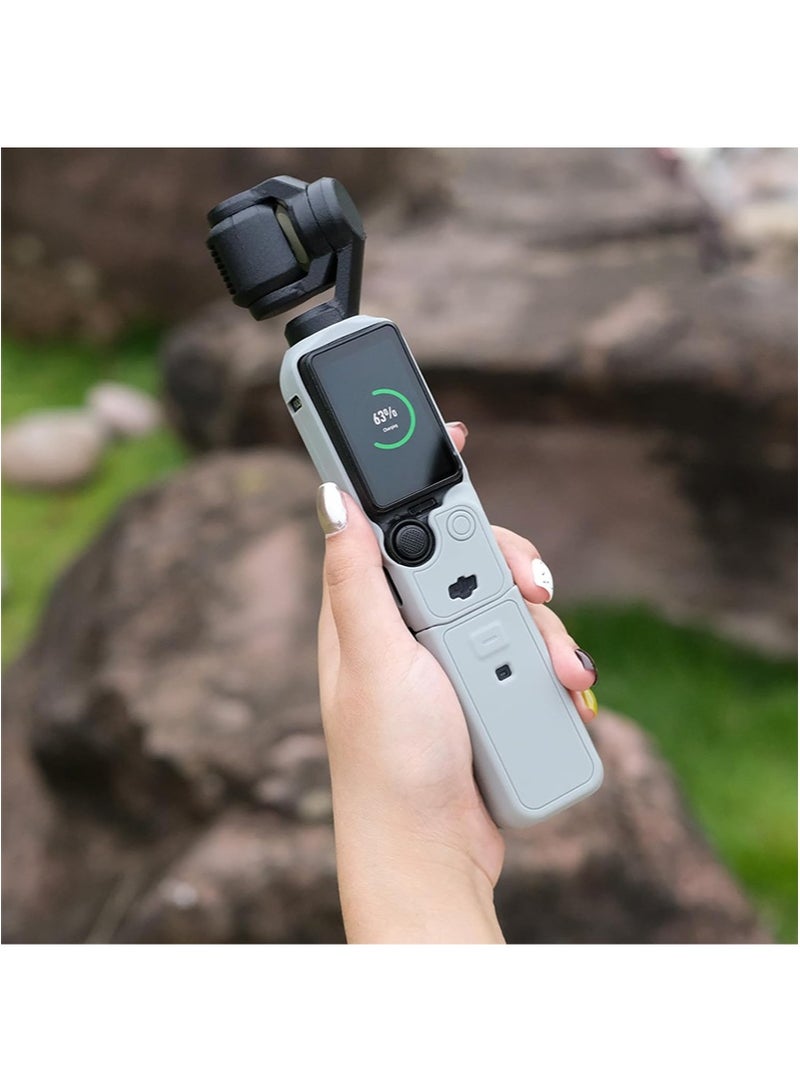 Apustim Accessory Kit For DJI Osmo Pocket 3，Including a Soft Silicone Protective Case，a Three In One Lanyard，Two Sets Of Screen Lens Protectors，And a Grip Protector （Gray） - Image 3