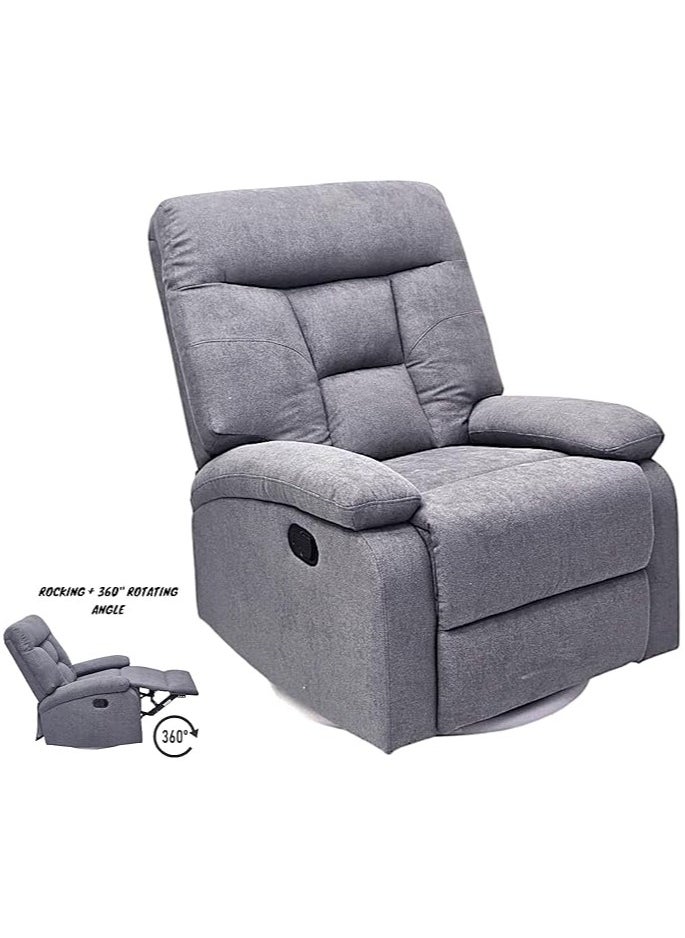 Multi Home Furniture Best Single Recliner 360 Sofa MH-03844 FABRIC Modern Rocker Ergonomic Lounge 360 Degree Swivel With Single Sofa Seat Living Room Chair (grey)  - Image 4