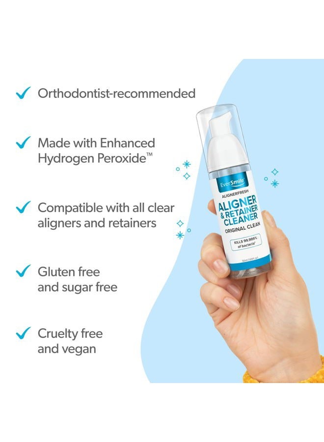 EverSmile AlignerFresh Original Clean Foam – Cleaner Compatible w/Invisalign and All Clear Aligners & Retainers – Eliminates Bacteria, Whitens Teeth, Fights Bad Breath – 25ml (4 Pack) - Image 3