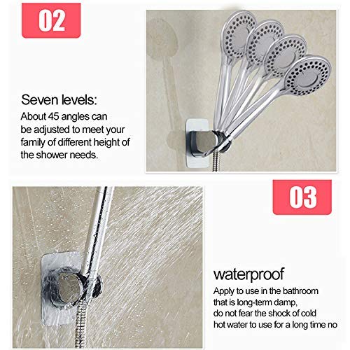 JIALTO Stainless Steel Self Adhesive Handheld Shower Head Holder, Adjustable Angle Shower Wand Holder, Bathroom Wall Mount Shower Arm Bracket - Image 3