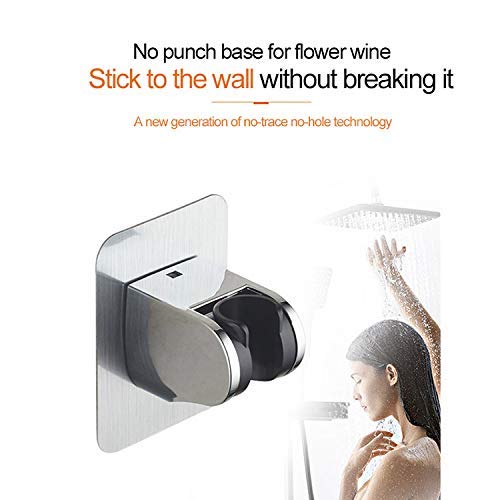 JIALTO Stainless Steel Self Adhesive Handheld Shower Head Holder, Adjustable Angle Shower Wand Holder, Bathroom Wall Mount Shower Arm Bracket - Image 4