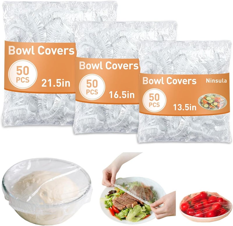 Ninsula 150 Pcs Bowl Covers for Bread Proofing, Plastic Bowl Covers Elastic, for Sourdough Bread Proofing, Keep Food Fresh, Shower Cap Hair Deep Conditioning, Dust Away - Image 1
