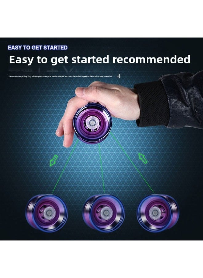 Generic - Cyber Red Yo-Yo Children's Luminous Yo-Yo Yoyo Live Sleep Automatic Swing Boy Uu Ball Beginner Beginner-Color: Prairie Green + Deep Sea Blue (2 Finger Cots + 4 Ropes Free) - Image 1