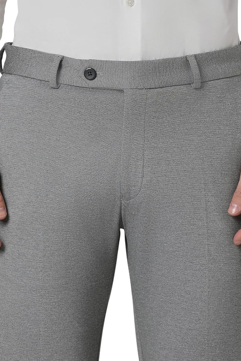 Peter England Men Mid Rise Premium Formal Stretchable Knit Super Slim Fit Trouser | Comfort Lycra | 360-Degree Stretch Medium Grey - Image 4